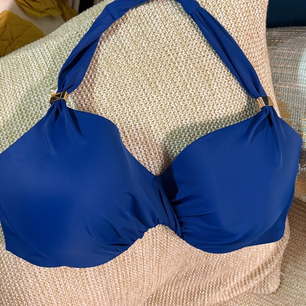 Victoria's Secret Blue Halter Push Up Bikini Top 38DD - Picture 3 of 11
